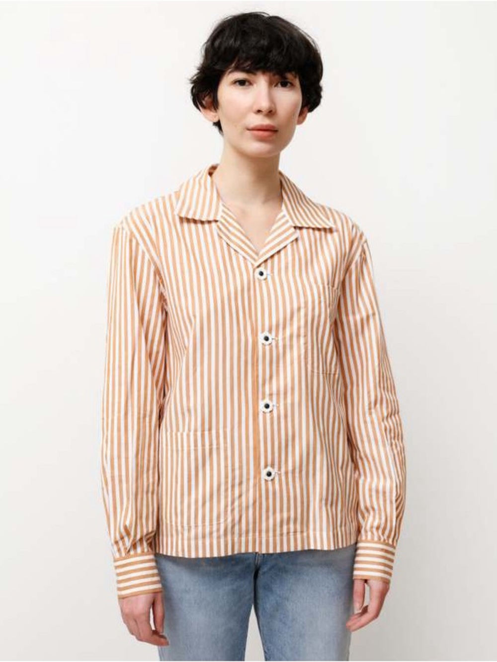 Bode flower button striped shirt